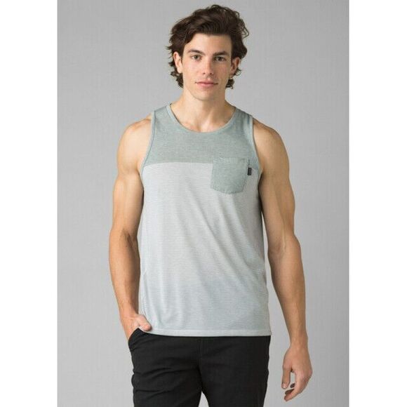 New Mens M NWT Prana Milo Tank Teal Gray Aqua Blue Sleeveless Shirt Recycled Org - Picture 2 of 5